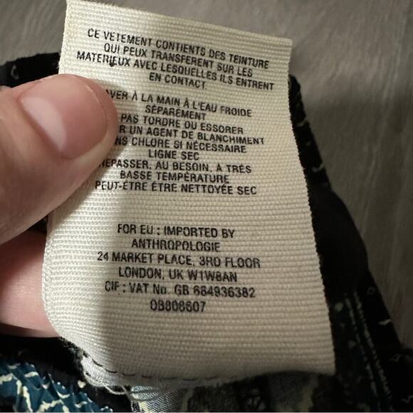 Anthropologie Geometric Print Tie Waist High Rise Jogger Pants in Green Motif S - Picture 12 of 15